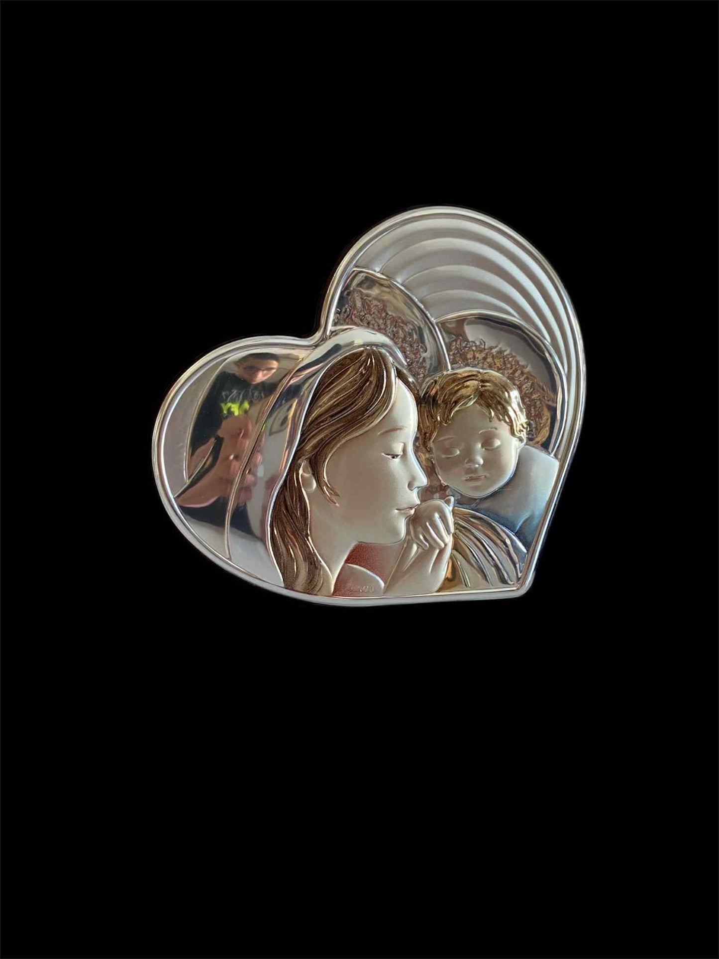 Virgin Mary and child Jesus silver icon