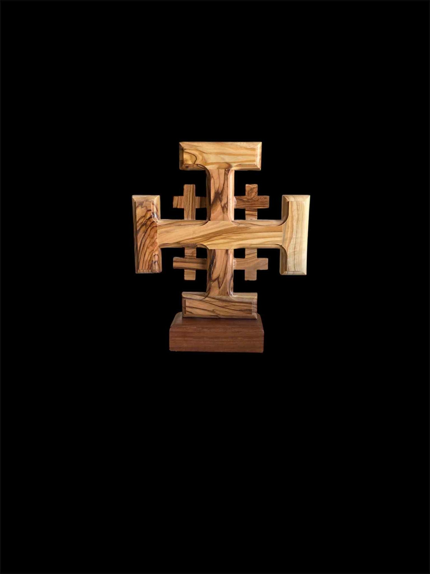 Olive wood Jerusalem cross
