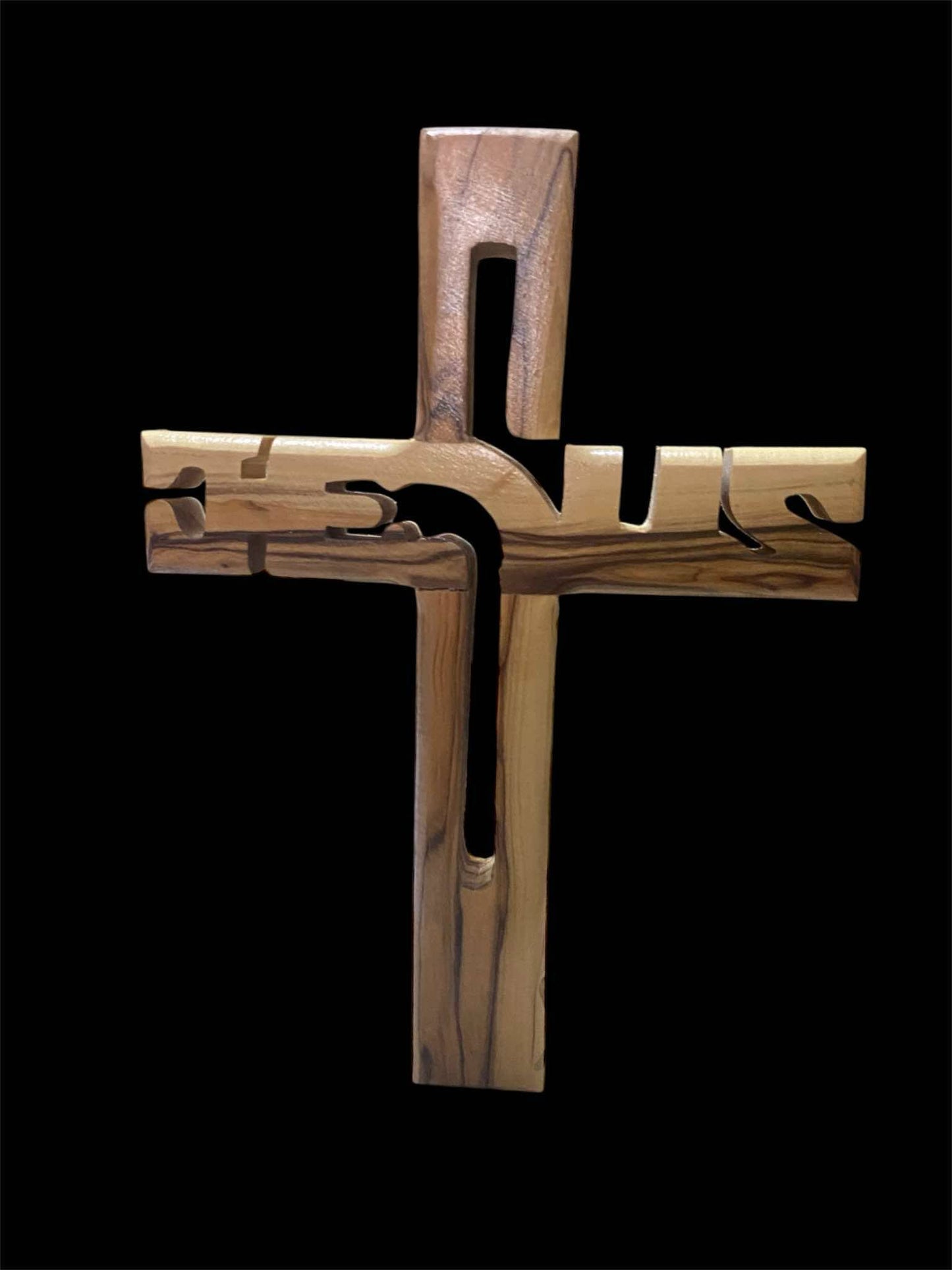 Olive wood Jesus cross