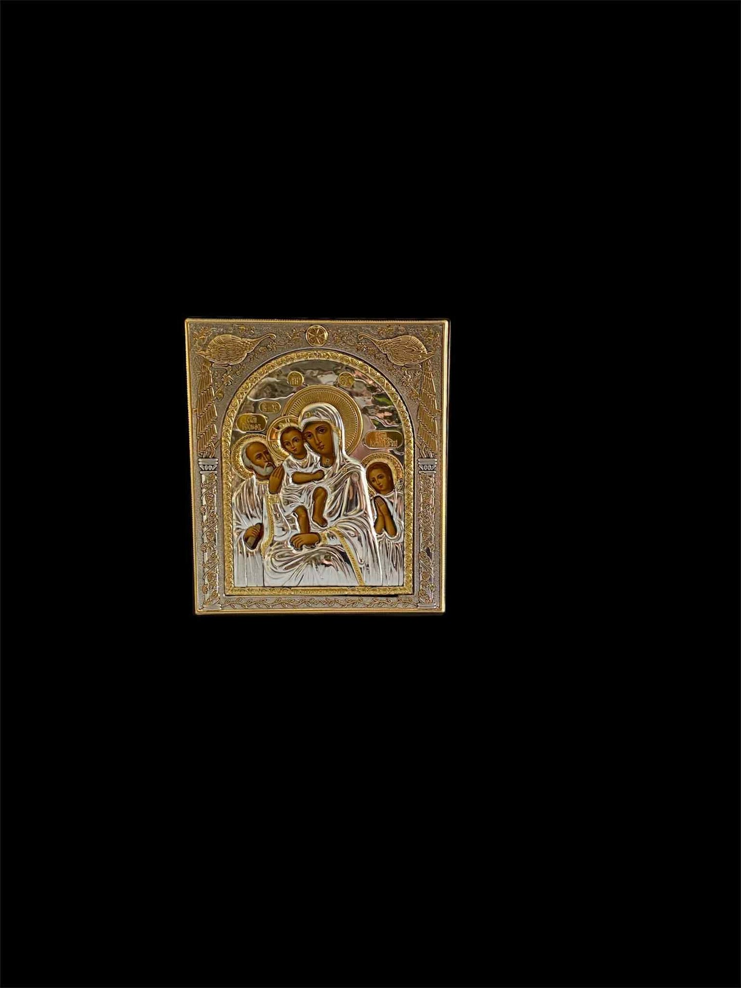 The Holy Family orthodox silver icon